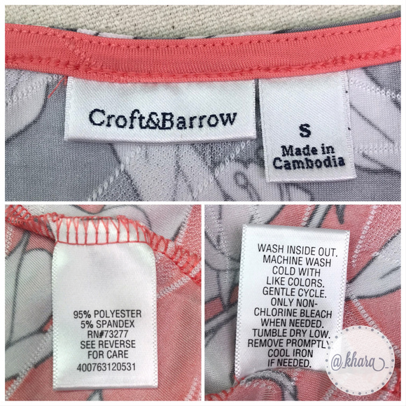 Croft & Barrow Red/Coral/Gray Floral Blouse - Picture 6 of 7